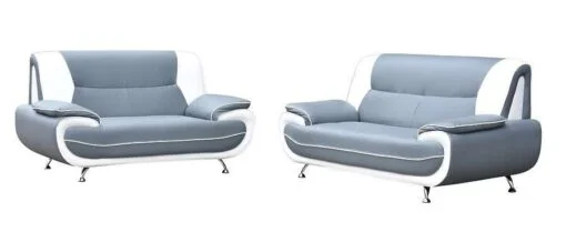 Carol 3+2 grey-wh PU cov Carol 3 + 2 Sofa