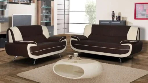 Carol 3+2 BROWN&CREAM Carol 3 + 2 Sofa