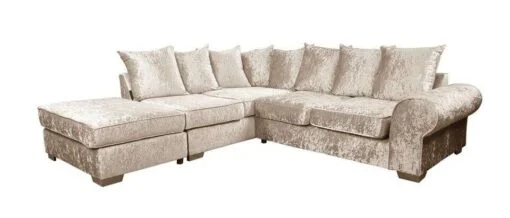 Royal cream-left ROYAL CRUSHED VELVET CORNER SOFA