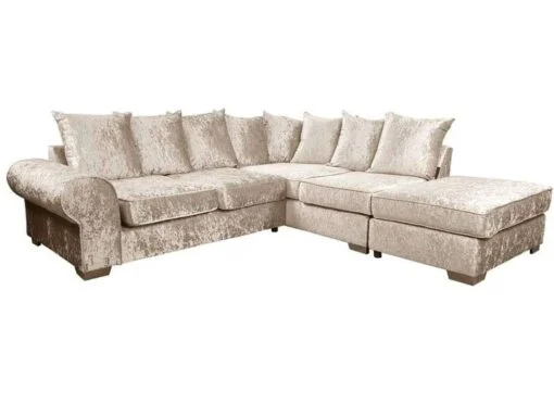 Royal cream-right ROYAL CRUSHED VELVET CORNER SOFA
