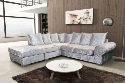 royal_silver Left ROYAL CRUSHED VELVET CORNER SOFA